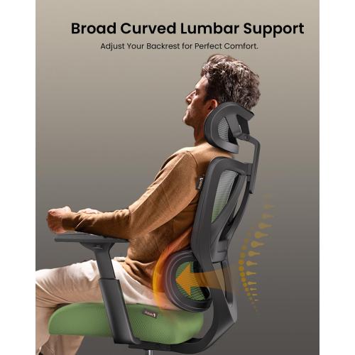 ProtoArc Ergonomic Office Chair, EC100 Big and Tall Desk Chair with Wintex Breathable Mesh, 30% Thicker Saddle Spring Cushion, Lumbar Support, Adjustable Headrest, Armrest - Gradient Green