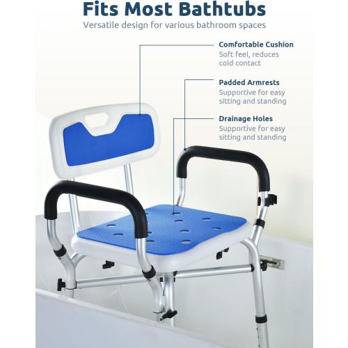 Shower Chair for Inside Shower, BRITULIF Shower Seats for Adults, 6 Height-Adjustable Options Shower Chair for Elderly and Disabled with Durable Aluminum Tubing, Ideal for Elderly, Senior