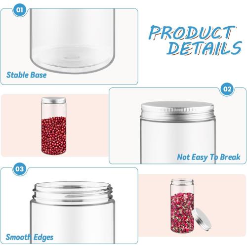 6 Pack 16 Ounce/500ml Plastic Jars Clear Slime Containers Wide Mouth Mason Jars Storage Containers with Screw Lids for Household Home Kitchen