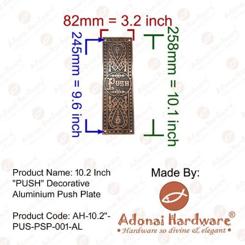 Adonai Hardware Decorative Aluminium Push Plate (10.2 Inch Push, Oil Rubbed Bronze)