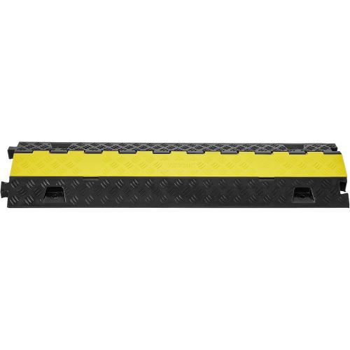 VEVOR Cable Protector Ramp, 2 Channel, 22000 lbs/axle Capacity Heavy Duty TPU Wire Cord Cover Ramp Hose Protector Driveway, Traffic Speed Bump w/TPR Flip-Open Top Cover, for Indoor & Outdoor