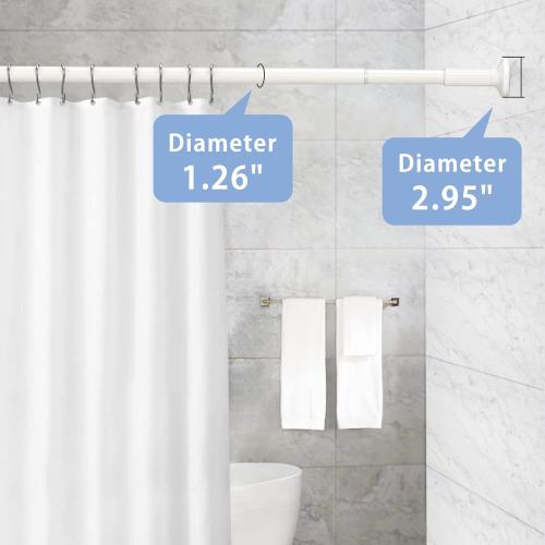 Size 51-86 inches White Umimile Tension Curtain Rod, 51-86 inches Adjustable Spring Shower Tension Curtain Rod, Stainless Steel Closet Rod for Windows or Shower, No Drilling, No Rust, Easy to Install, White
