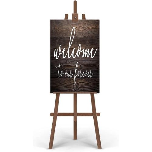 Wooden Signs/Welcome to Our Forever Sign, Rustic Wooden Welcome Wedding Sign, Brown Sign Kitchen Cafe Pub Decor, Wall Plaque Art, Rustic Wood Decor Gift 18x12 2pk