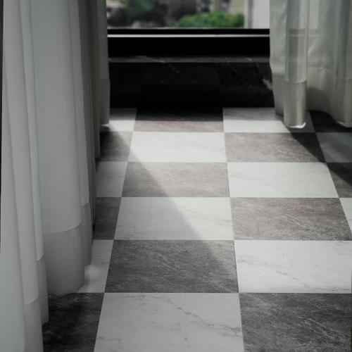 Checkered Peel and Stick Vinyl Flooring Roll – 15.7x 236 Matte Finish Self Adhesive Floor Paper with Wear Layer, Covers Old Floors, Quick Fix for Flooring Jobs, 1-Person Update for Kitchen, Bathroom