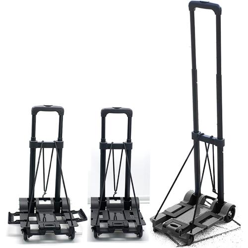 Foldable Plastic Folding Cart Lightweight Folding Shopping Trolley Mini Luggage Hand Truck for Travel Shopping Moving Office Use (2-Wheels)