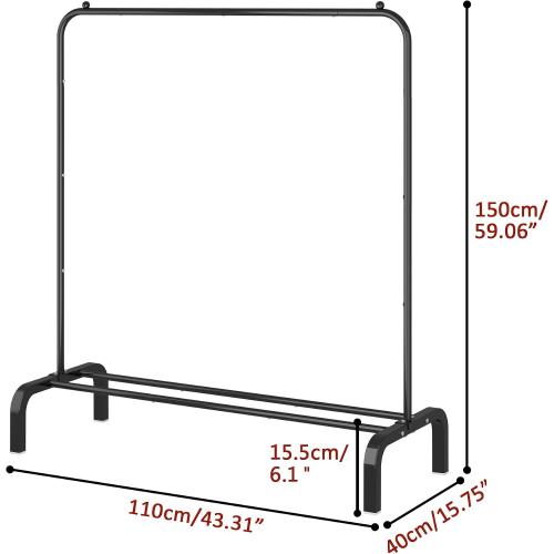 Clothes Rack Metal Clothing Rack with Bottom Shelf Garment Rack for Hanging Clothes Shirts Jeans and Coats Black