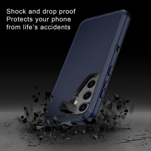 I-HONVA for Samsung Galaxy S24 Case,Galaxy S25 Case Shockproof Dust/Drop Proof 3-Layer Full Body Protection [Without Screen Protector] Rugged Heavy Duty Cover for Galaxy S24/S25,Navy Blue/Black