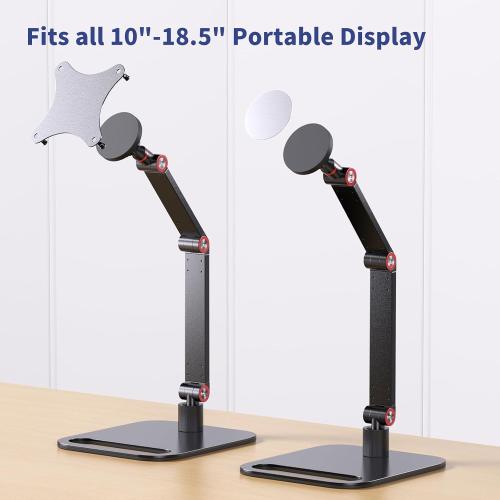 Portable Monitor Stand Magnetic Quick-Release - Foldable 10 10.1 10.5 11 11.6 12 12.5 15.6 17 17.3 18 18.5 inch Portable Monitor 75x75mm Vesa Mount Folding Travel Monitor Stand FS07A