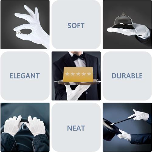 Beaded Parade Cotton Gloves for Women and Men With Grip - Non-Slip Costume Uniform Police Gloves With Snap Cuff