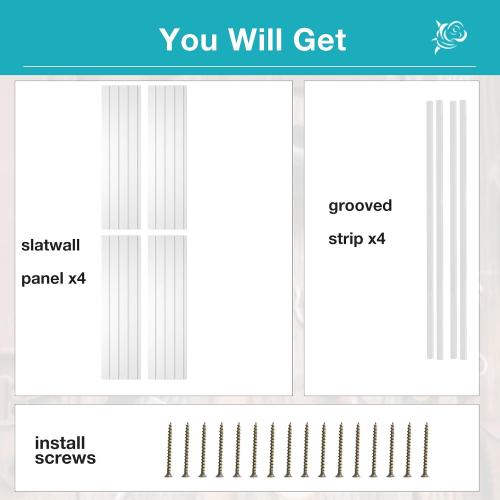NeatiEase Slatwall Panel Wall Storage Systems, 4 x 4ft Slat Wall Paneling Garage Wall Organizer, Heavy Duty Wall Mounted PVC Wall Rack (White)