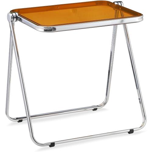 Size Small Color Copper and silver  Folding TV Tray Table- Clear Acrylic Foldable Table No Assembly Required Tiny Desk for Home Office Side Table Small Computer Desk for Small Spaces-Tawny