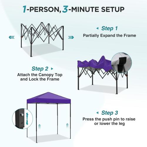 EAGLE PEAK 6x4 Instant Pop Up Canopy Tent, Purple | Small Portable Canopy with Carry Bag, Lightweight Pop Up Outdoor Tent for Beach, Camping & Sports, Easy Setup, Ultra Compact
