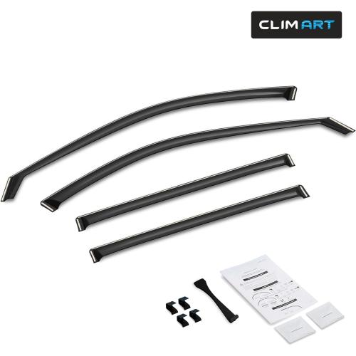 CLIM ART in-Channel Incredibly Durable Rain Guards for Toyota Grand Highlander 2024-2026, Original Window Deflectors, Vent Deflector, Vent Window Visors, Dark Smoke Car Accessories, 4 pcs - 624395