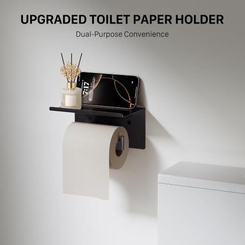 10-Piece 23.6 Inch Matte Black Bathroom Accessories Set, Bathroom Hardware Set, SUS304 Stainless Steel Bath Towel Bar Set, Toilet Paper Holder with Shelf, Towel Hooks, Towel Rings Wall Mounted