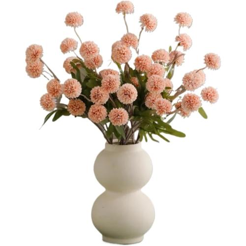 Faux Dandelion Flowers 10 Pcs Dandelion Artificial Flower Wedding 5 Head Fake Flowers Small Thorn Ball Home Decoration(10 pcs Grey)