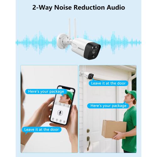 2-Way Audio & PIR Detection Dual Antennas Outdoor Wireless Security Camera System 5.5MP Wi-Fi Video Surveillance DVR Recorder System