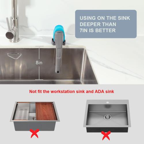 LANMU Dish Wand Holder Compatible with Scotch-Brite Dishwand, Silicone Dish Brush Holder with Drain Spout for Kitchen Sink Counter, Sponge Wand Organizer, Keep Upright from Leaking Soap
