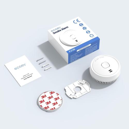Pack of 8 Ecoey Smoke Detector, Smoke Alarm with Advanced Photoelectric Technology, Fire Alarm Smoke Detector with Test Button and Low Battery Reminder, Fire Alarm Used in Bedroom, Home, FJ138, 8 Packs