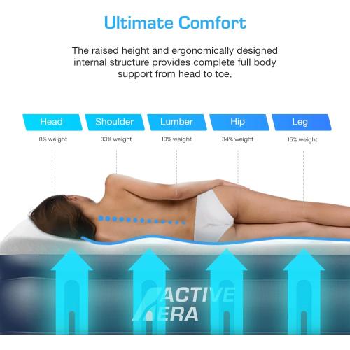 Size 20 Active Era Tall 20 Twin Air Mattress with Built in Pump & Raised Pillow, Elevated Inflatable Mattress, Heavy Duty Puncture Resistant Bed, Blow Up Waterproof Airbed