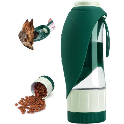 Size Large Color Green Dog Water Bottle Dispenser for Walking, Pet Water Feeder Container Portable with Drinking Cup Bowl Outdoor Hiking, Travel Large Green