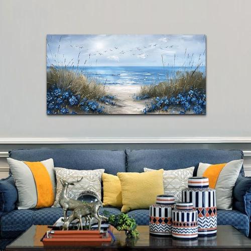 KELIYUAN Wall Art For Living Room Canvas Wall Decor For Bedroom Office Decorations Blue Ocean Wall Painting Sea Wave Pictures Artwork Modern Beach Posters Aesthetic Ready To Hang Home Decor 20x40