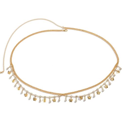 MODRSA Gold Chain Belt - Fashion Waist Chain Belt with Moon, Butterfly Rhinestone & Layered Design