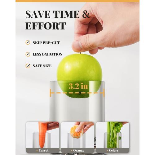 GDOR 1200W Juicer, 3.2 Wide Chute, Titanium-Enhanced Blade, Heavy-Duty Copper Motor, Dual Speed Centrifugal Juice Extractor, BPA-Free, Silver