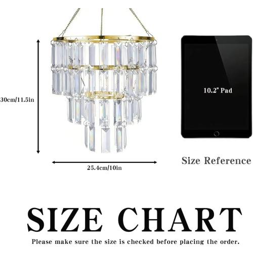Modern Chandelier Shade with 1 Light Plug-In - Gold Faux Chandeliers Light Fixture - Pendant Ceiling Lampshade for Girls Bedroom - Size W9.84 X H11