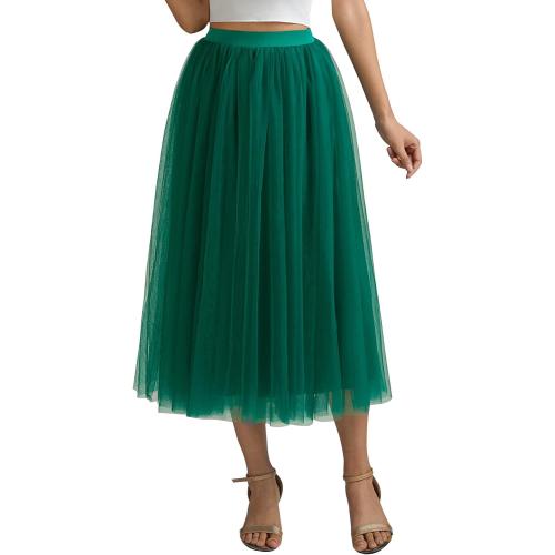 size XL A line Tea Length Tulle Skirt for Party Prom Casual Wear