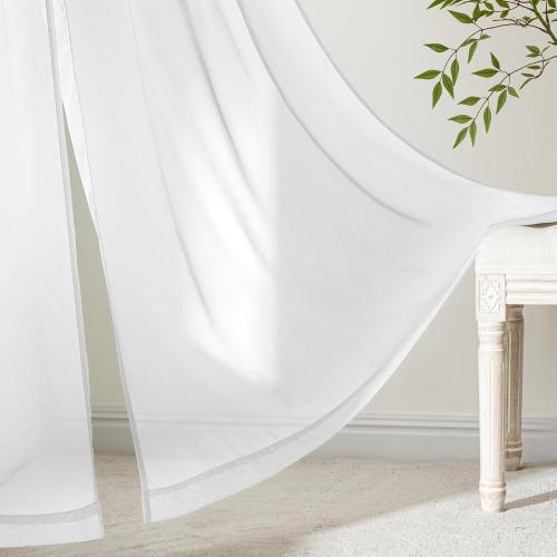 MIULEE White Sheer Curtains 84 Inches Long, 4 Panels Set, Light Filtering Rod Pocket Voile Drapes for Living Room and Bedroom, Airy Soft Fabric Window Treatments, 42 x 84 Inches