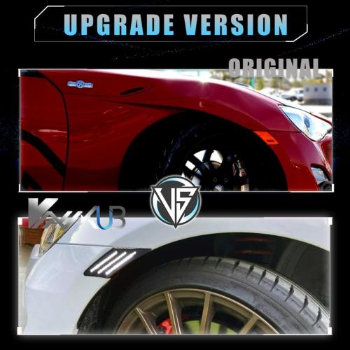 Sequential LED Side Marker Lights for 2013-2016 Scion FR-S, 2013-2021 Suba-ru BRZ, 2017-2021 Toyo-ta 86, Smoked Lens Side Bumper Marker Lights, Scion Front White LED Turn Signal Lamps, 2 PCS