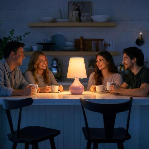 14''H Cordless LED Ambient Table Lamp, Rechargeable Ceramic Bedside Lamp with 3-Level Dimmable Soft Lighting, Linen Shade, Cozy Room Decor for Teens (Pink)