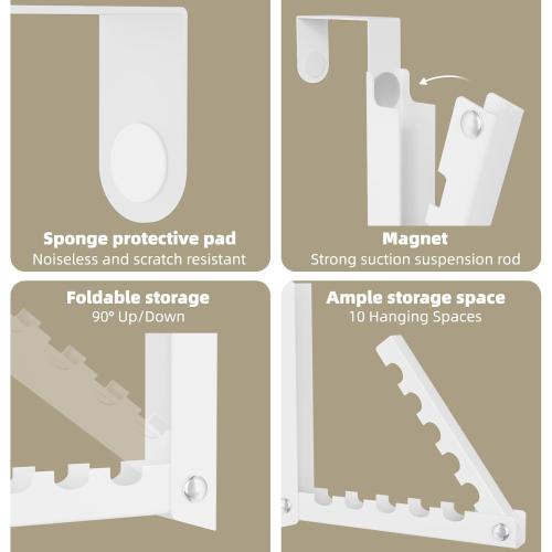 BAKON Over The Door Hooks, Small Space Double Folding Portable Over The Door Drying Rack for Laundry, Bathroom, Bedroom, Travel Storage and Drying (2Pack, White)