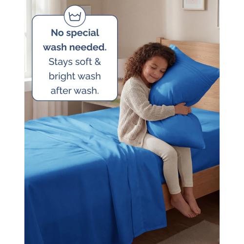 Twin Size 3 Piece Sheet Set - Breathable & Cooling Sheets - Royal Blue