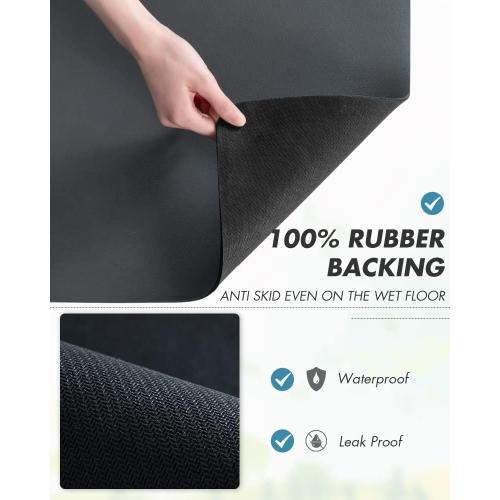 AMOAMI Dish Drying Mat for Kitchen Counter-Coffee Mat Bar Accessories, Hide Stain, Rubber Backed, Absorbent, Fit Under Coffee Maker, Espresso Machine, Pot, Dish Rack, 12x19, Dark Grey