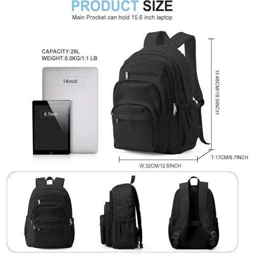 Black College Backpack For Women Men,Lightweight High School Bag,School Backpack With Lots Of Pockets,Cute Bookbag For Teens Boys Girls,Casual Daypack Backpack For School