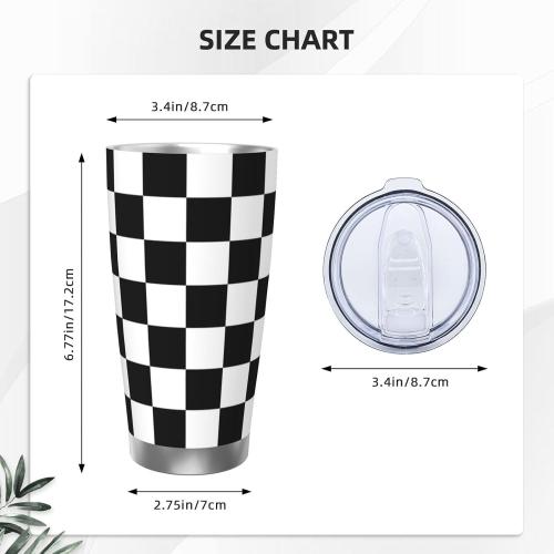 Checkered Tumbler 20oz Plaid Stainless Steel Vacuum Insulated Tumblers with Lid and Straw Travel Coffee Mug Tea Wine Cups Water Bottle Gifts for Women