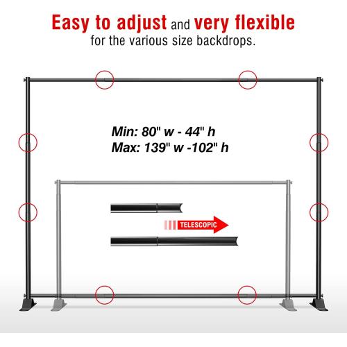 AKTOP 4x7-8x10 FT Extra Thick Backdrop Banner Stand, Heavy Duty Adjustable Step and Repeat Stand for Parties & Photography, Portable Trade Show Photo Booth Background with Carrying Bag