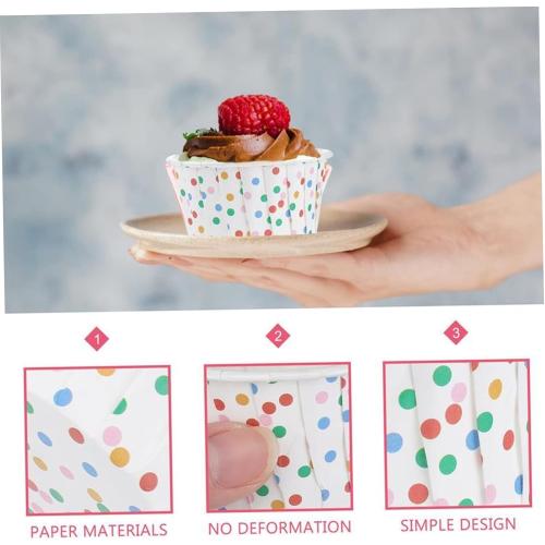 Cake Cups Disposables Paper Baking Cupcake Cases Dessert Cups Rainbow Polka Dot Ice Cream Bowls 100PCS cake
