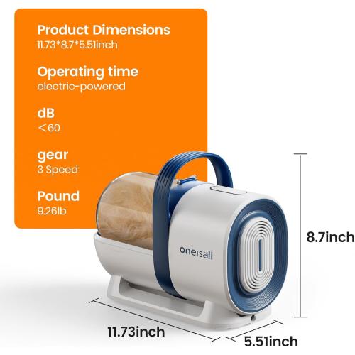 oneisall Dog Grooming Vacuum, Pet Grooming Vacuum with Clipper Nail Grinder, 1.5L Dust Cup Dog deshedding Vacuum Brush with 7 Pet Grooming Tools for Shedding Pet Hair, Home Cleaning(Blue)