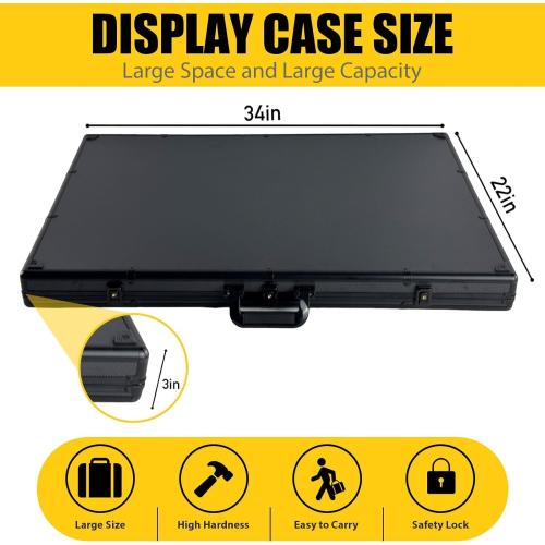 34 x 22 Card Display Case,Black Aluminum Lockable Trading Card Case with Handle,Trade Show Display Case for Sports Card/TCG/Jewelry Collection (Black)