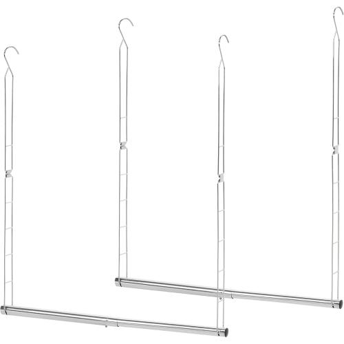 STORAGE MANIAC Hanging Closet Rod, Adjustable Width and Height Closet Hanging Organizer, Space-Saving Clothes Hanging Bar, Closet Extender Hanging Rod Double Closet Hanging Rod, 2 Pack Chrome