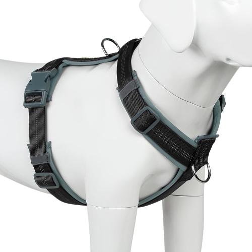 Plutus Pet No Pull Dog Harness, Adjustable Nylon Harness with Soft Padding, Reflective and Heavy Duty Dog Harness for Small, Medium, Large Dogs(Black, L)