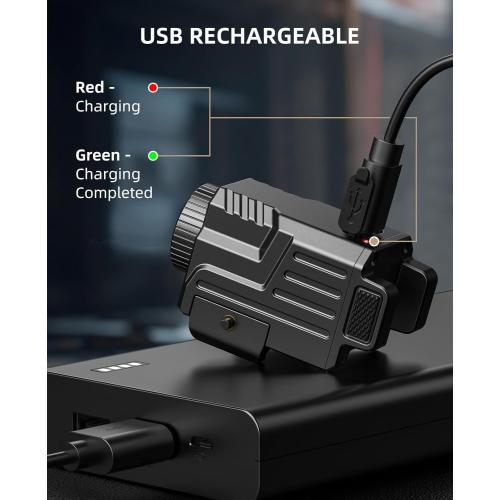 EZshoot 800 Lumens Pistol Flashlight Compatible with Picatinny and GL Rails, Compact Pistol Light with Slide Rail, Rechargeable Gun Light with Strobe Mode for Home Defense and Hunting