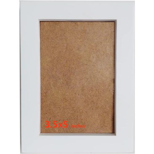 3.5x5 Picture Frames White. Solid Wood, Plastic Panel.The Protective Film Must be Removed.