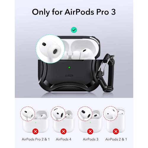 ESR for AirPods Pro 3 Case (2025), Compatible with Airpods Pro 3rd Generation (USB-C Cable), Magnetic Lid, MagSafe Ready, Powerful Drop Protection, Cyber Series, Black