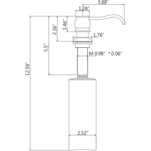 Samodra Kitchen Sink Soap/Lotion Dispenser, Brass Pump Head Oil Rubbed Bronze 12 OZ Bottle Built in Design Refill from The Top for Granite Thick Deck Installs