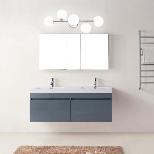 Bathroom Vanity Lights, Mid Century Modern 5-Light Bathroom Light Fixtures, Chrome Bathroom Lights Ceiling Light, Wall Sconces Wall Mount Light Fixtures with Milk Globe Glass, Chrome Finish, G9 Base