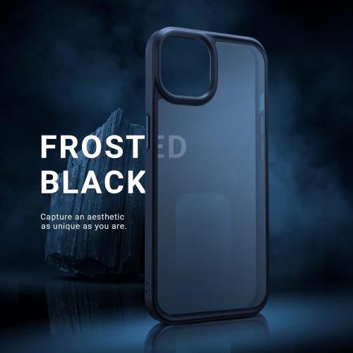 TORRAS Guardian Shockproof for iPhone 13/14 Case, [Military-Grade Drop Tested] Durable Protective Matte Hard PC Back Slim Thin DIY-Buttons for iPhone 13/14 Case, Translucent Black