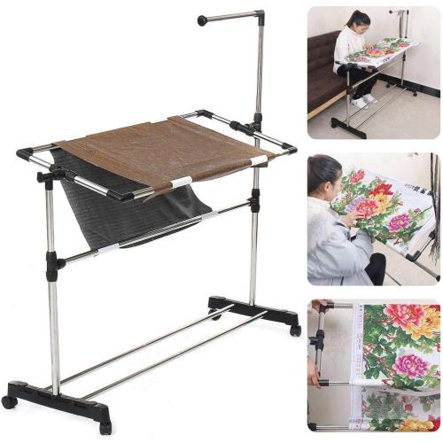 Size Large Needlework Floor Frame, Adjustable Cross Stitch Craft Stand, Standing Embroidery Lap Table, for Art Craft Sewing Holder